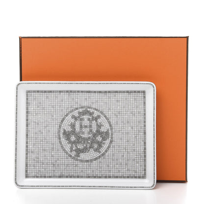 Hermes Porcelain Mosaique Au 24 Sushi Plate Platine 5 of 5