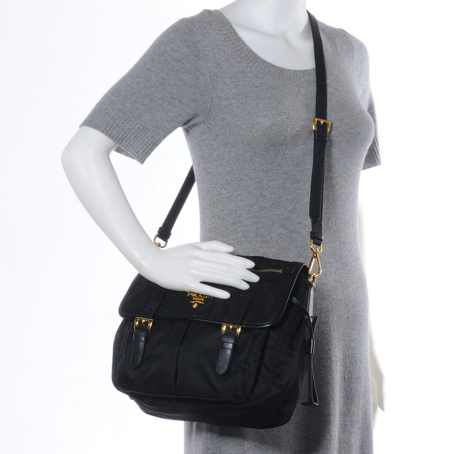 Tessuto Nylon Messenger Bag Black