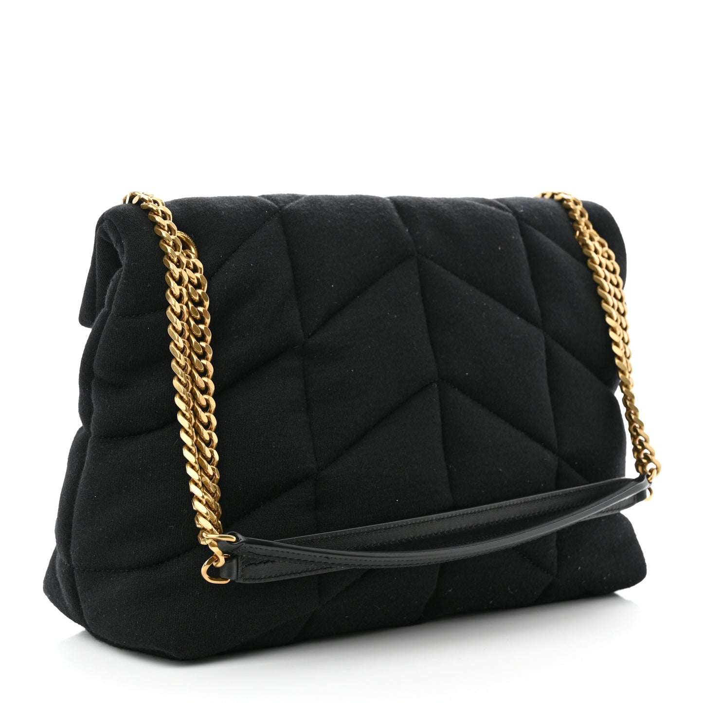 Wool Jersey Quilted Medium Loulou Puffer Monogram Chain Black