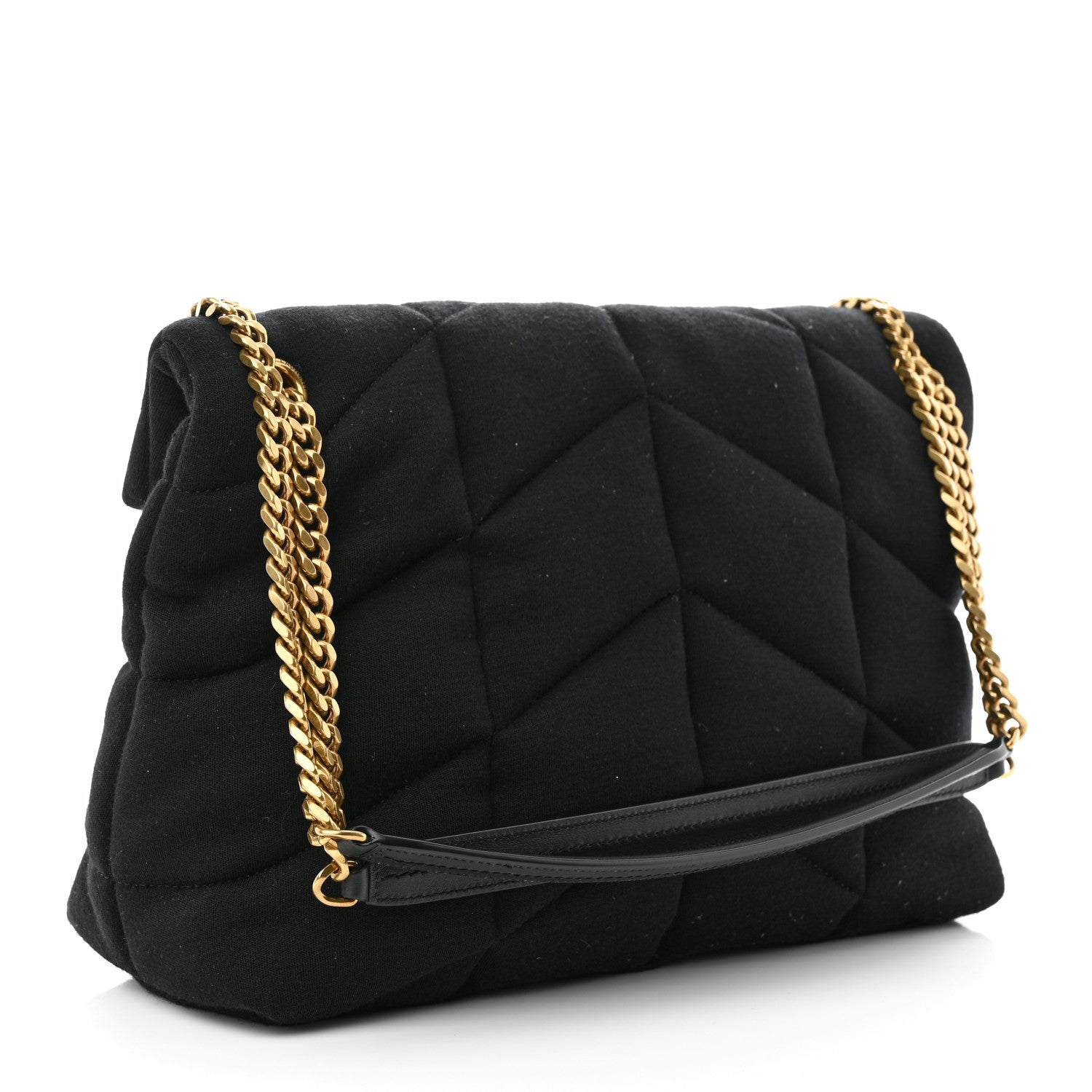 Saint Laurent Wool Jersey Quilted Medium Loulou Puffer Monogram Chain Black 3 of 10