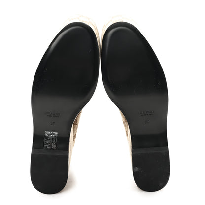 Gucci Canvas GG Monogram Horsebit Calfskin Womens Horsebit Platform Loafers 39 Beige Ebony 6 of 9