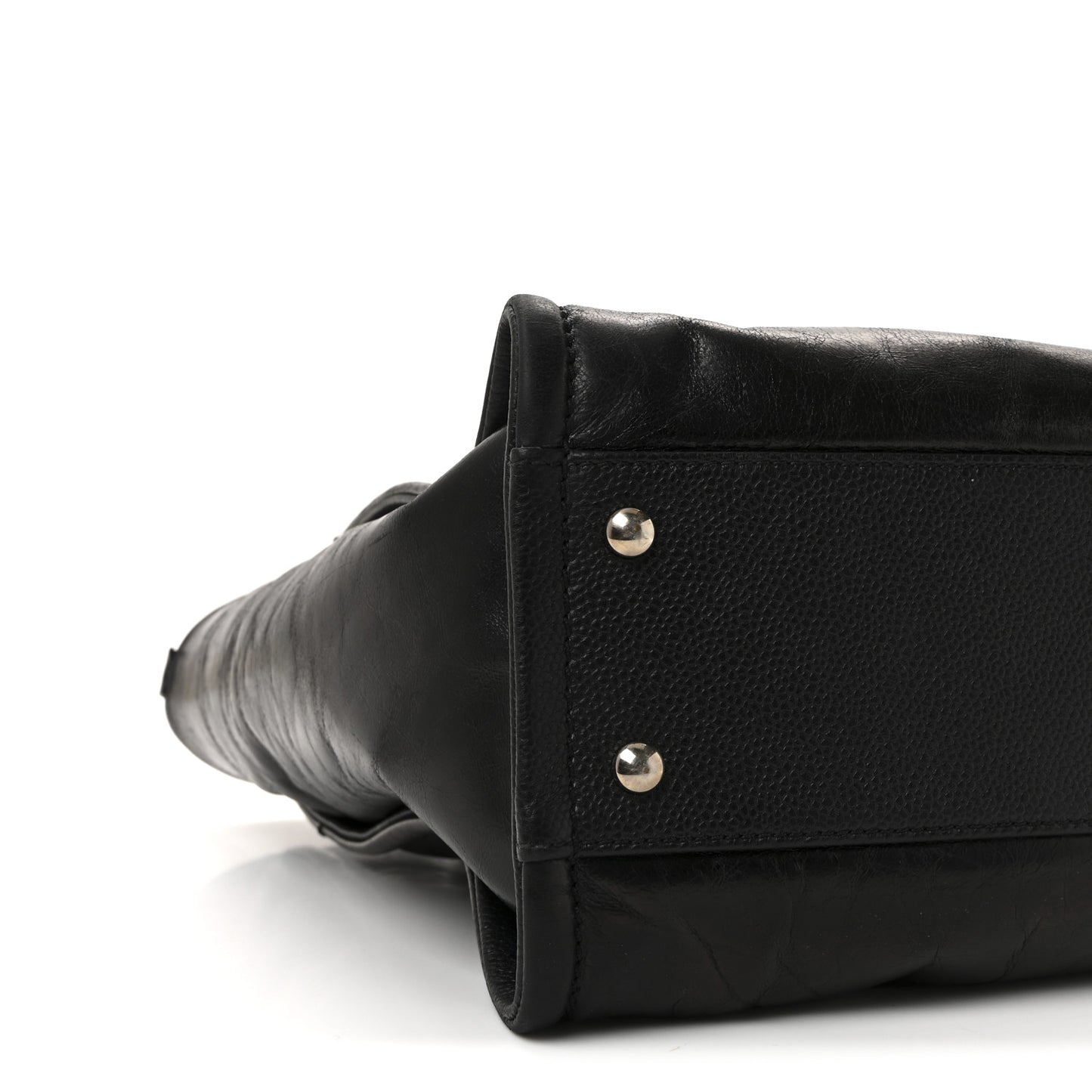 Glazed Calfskin Small Deauville Tote Black