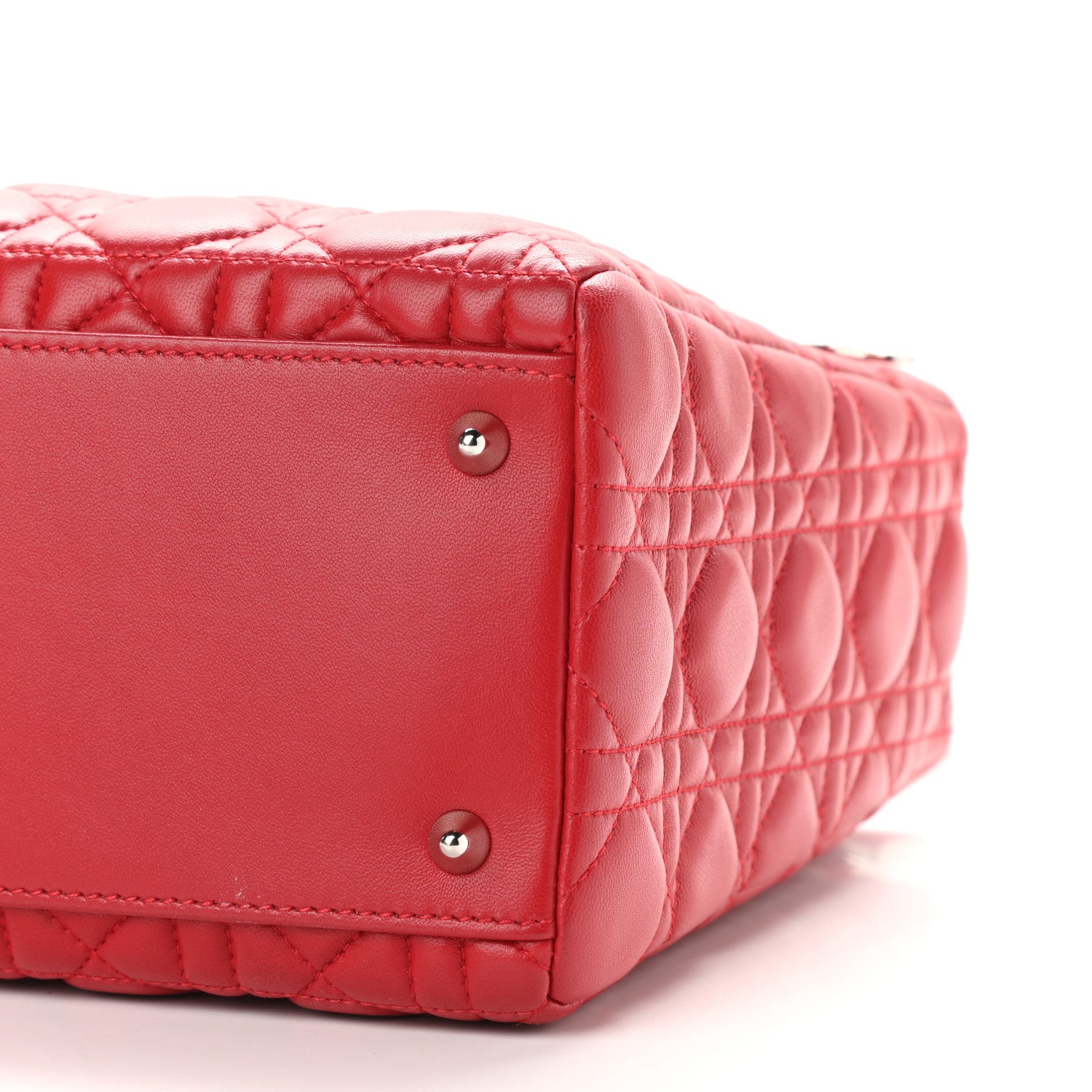 Christian Dior Lambskin Cannage Medium Lady Dior Red 9 of 9