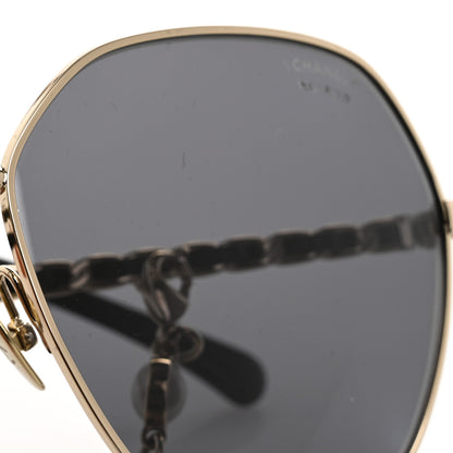 Chanel Metal Polarized Square Frame Chain Sunglasses 4274-Q Gold Black 8 of 9