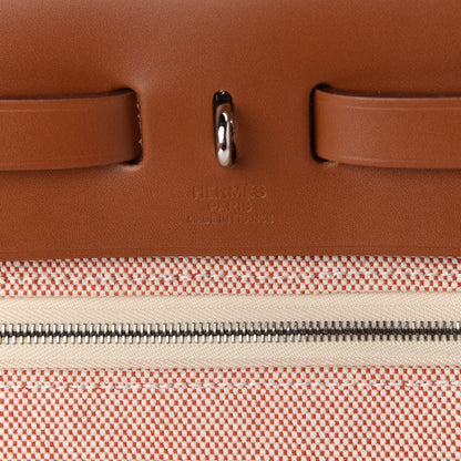 Hermes Criss Viking Vache Hunter Herbag Zip Retourne 31 PM Ecru Sanguine Fauve 7 of 11