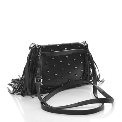 Versace Nappa Studded Fringe Crossbody Bag Black 3 of 9