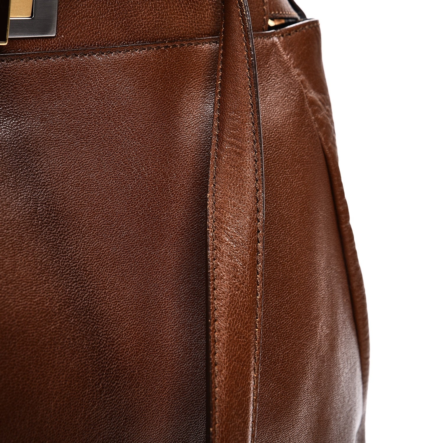 Fendi Goatskin Zucca Large Peekaboo Iconic Satchel Cuoio Tobacco Moro 10 of 16