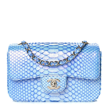 Chanel Iridescent Python Mini Rectangular Flap Blue 1 of 10