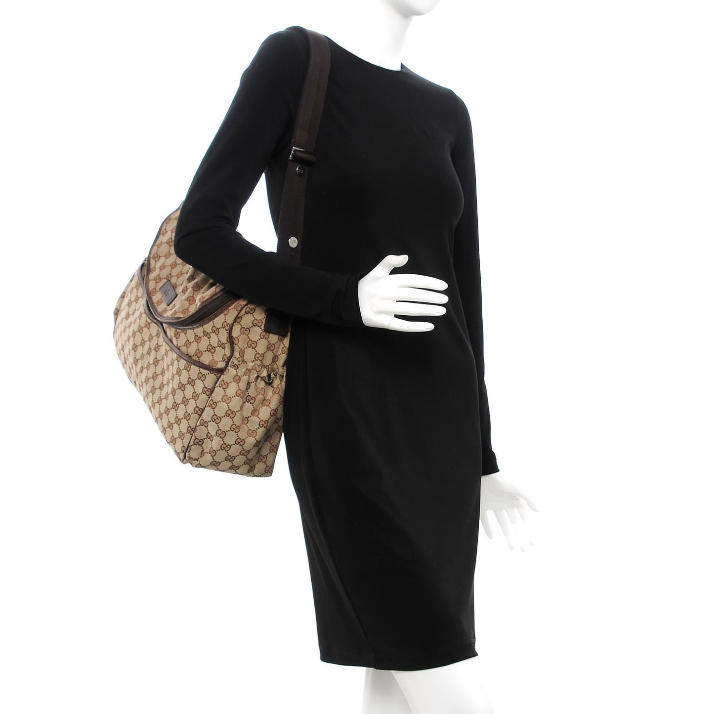 Monogram Natural Pigskin Large Diaper Bag Beige Ebony Cocoa Dark Chocolate