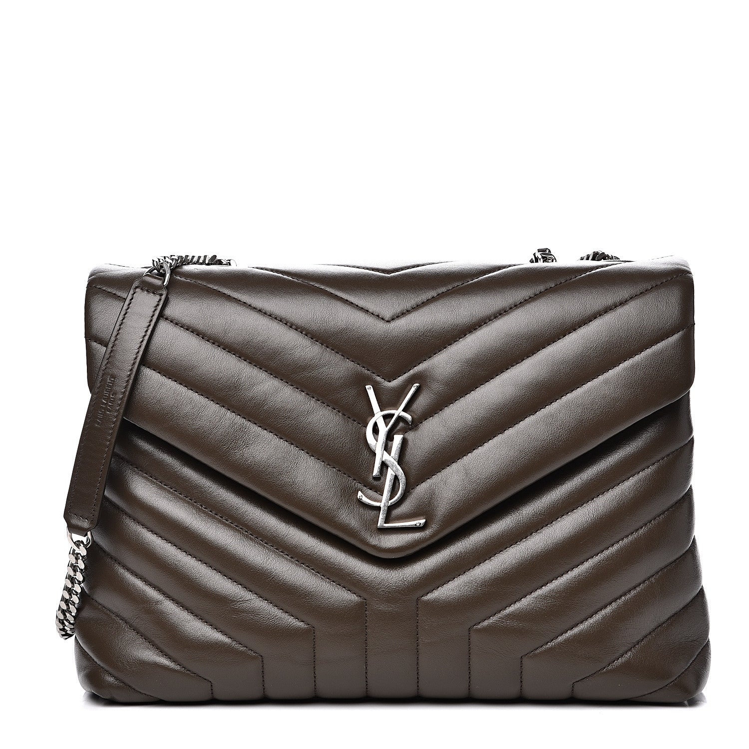 Saint Laurent Calfskin Y Quilted Monogram Medium Loulou Monogram Chain Satchel Kaki Fonce 1 of 11
