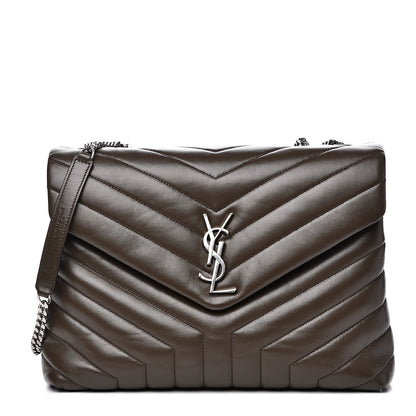 Saint Laurent Calfskin Y Quilted Monogram Medium Loulou Monogram Chain Satchel Kaki Fonce 1 of 11