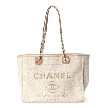 Chanel Lurex Boucle Small Deauville Tote Ivory 8 of 10