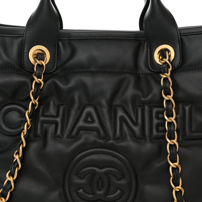 Chanel Calfskin Embossed Medium Deauville Tote Black 9 of 11