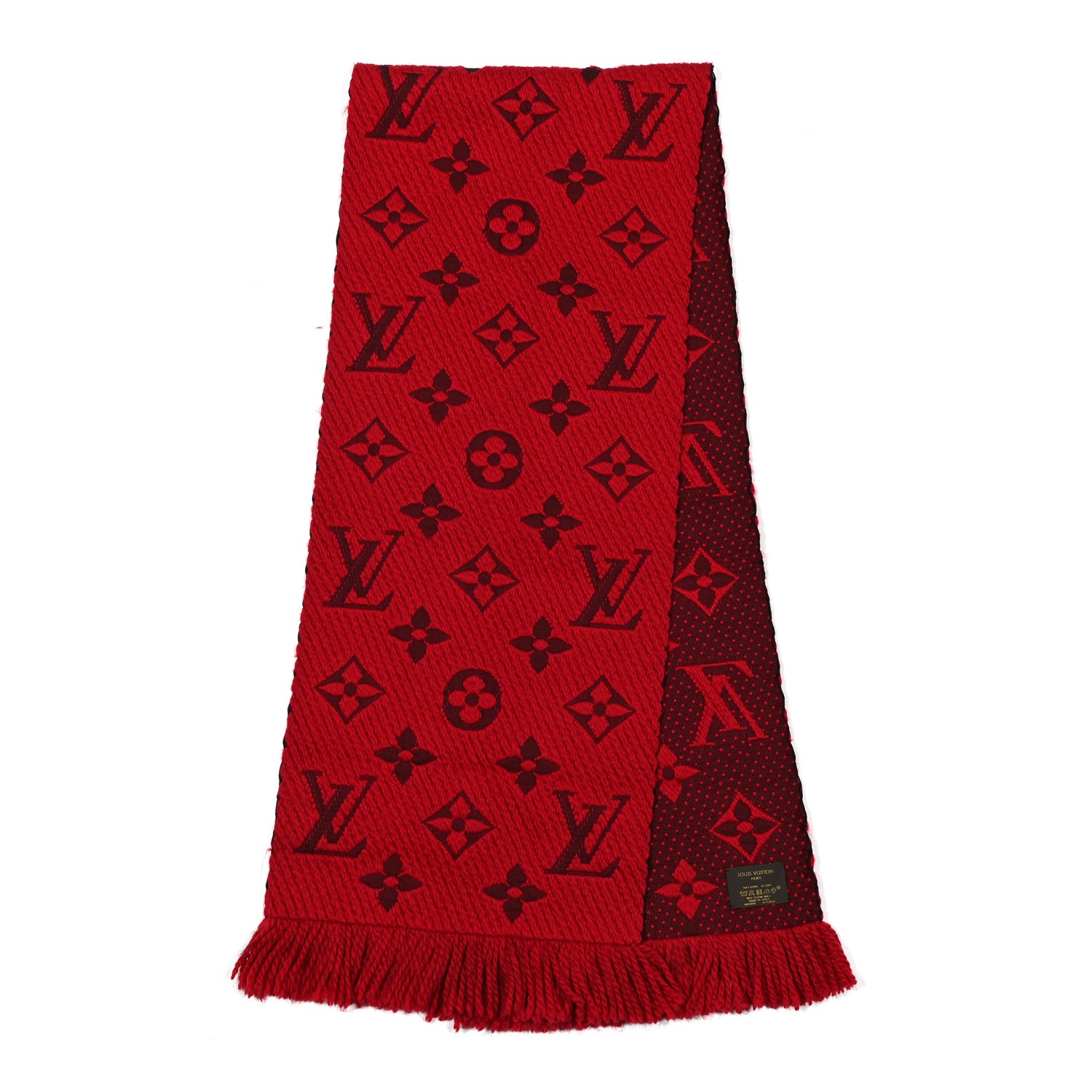 Louis Vuitton Wool Silk Logomania Scarf Rubis 2 of 3