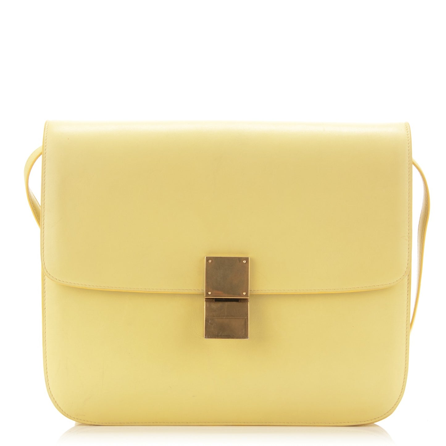 Box Calfskin Large Classic Box Flap Bag Light Yellow
