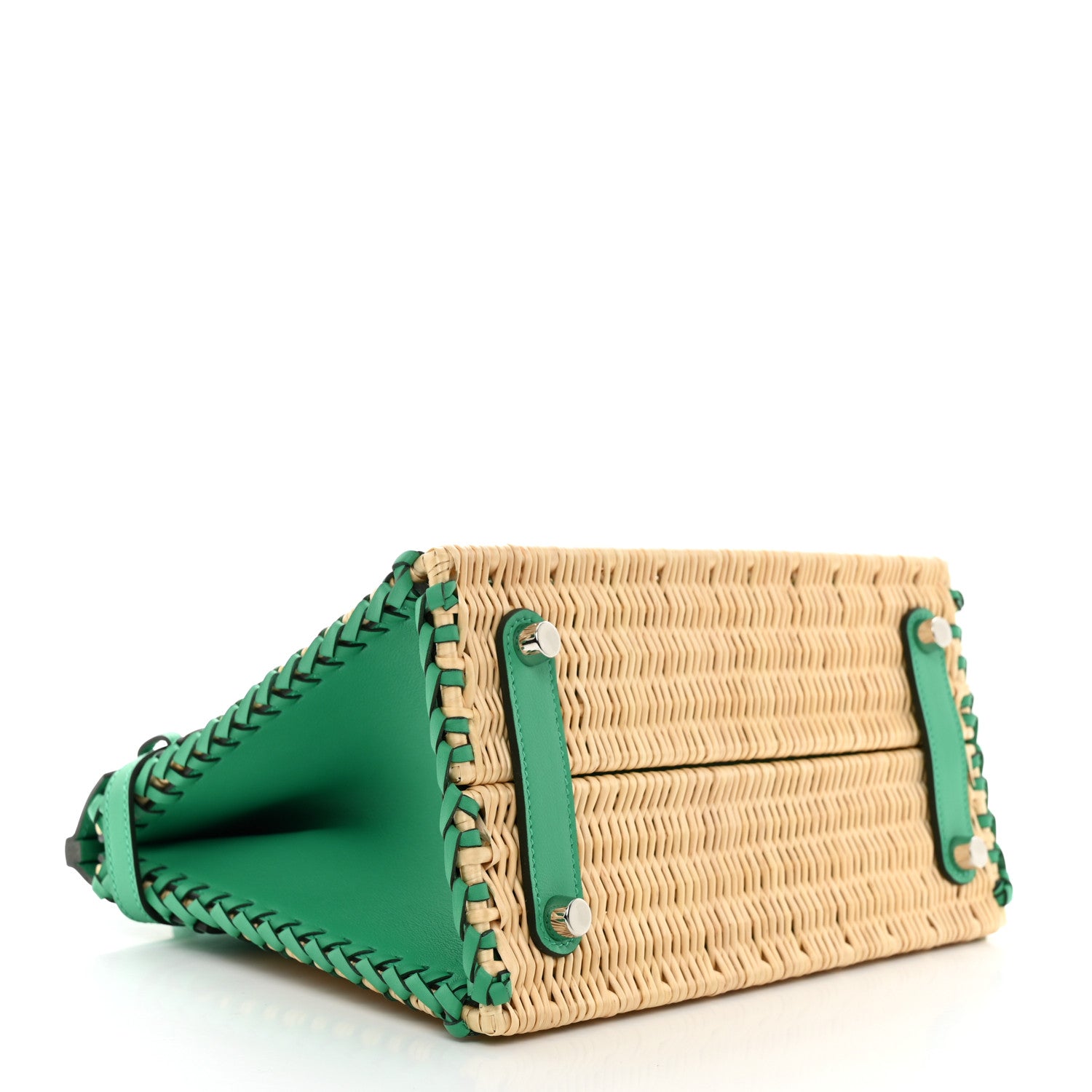 Hermes Wicker Swift Picnic Birkin 25 Naturel Menthe 4 of 13