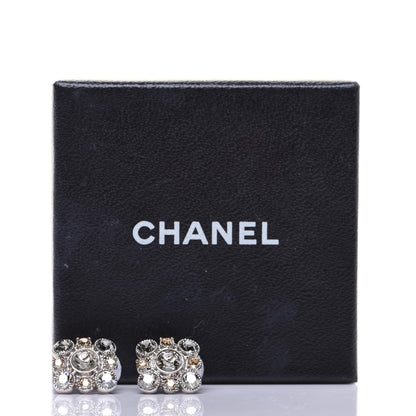 Chanel Crystal CC Flower Earrings Silver 7 of 7