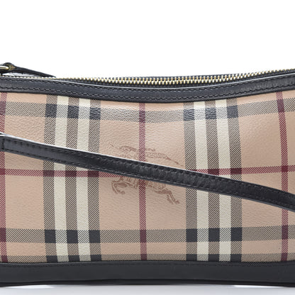 Burberry Haymarket Check Small Peyton Crossbody Clutch Bag Black 8 of 10