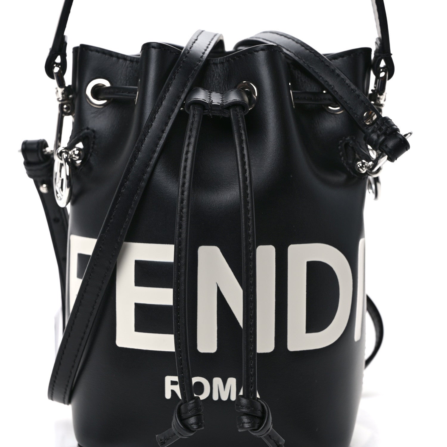 Fendi Vitello King F is Fendi Logo Embossed Mini Mon Tresor Bucket Bag Black 7 of 10
