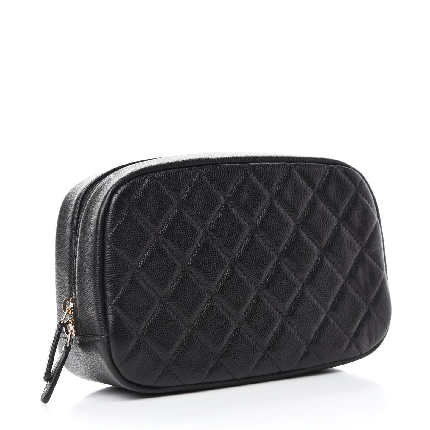Caviar Quilted Curvy Pouch Cosmetic Case Black