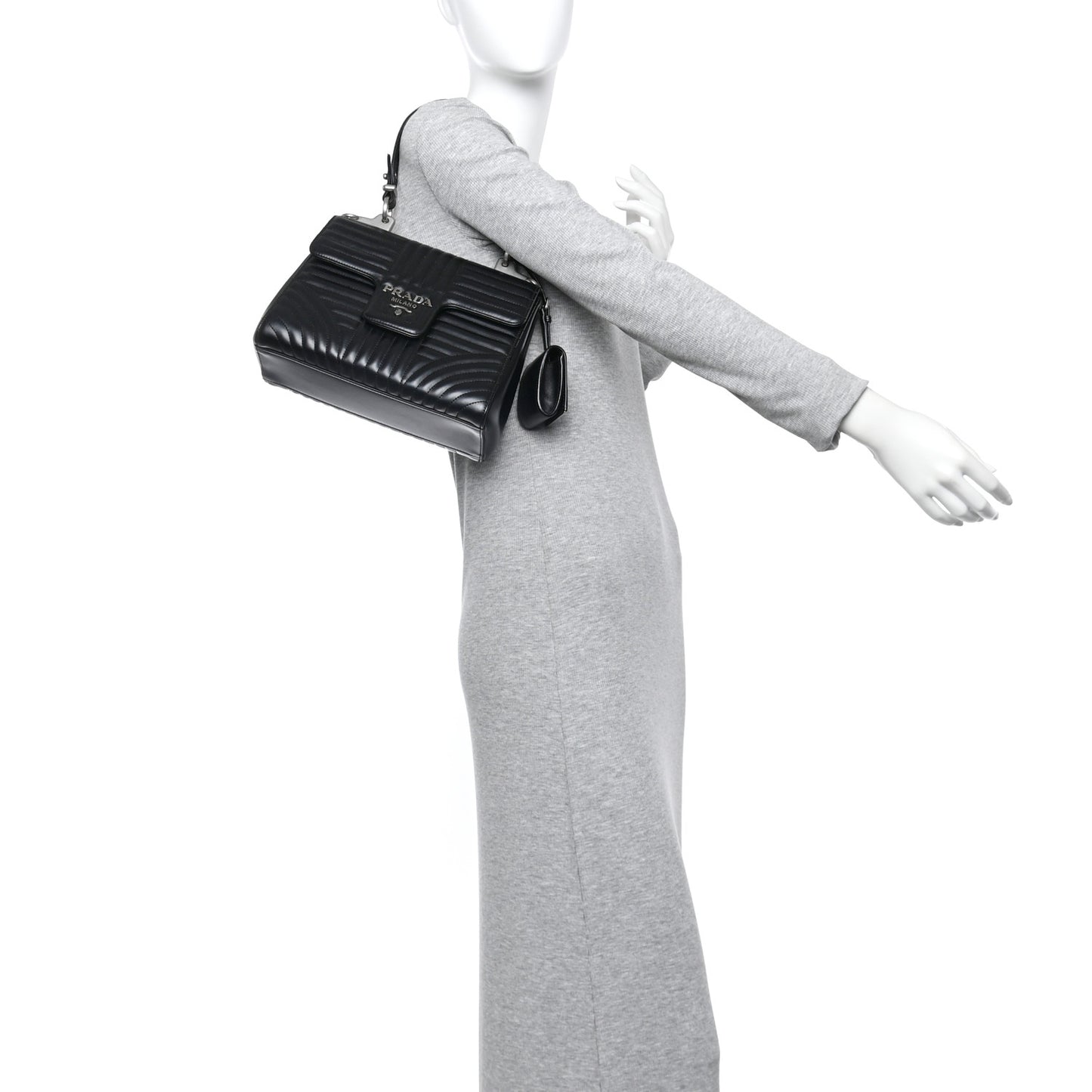Soft Calfskin Impunture Diagramme Flap Top Handle Bag Black