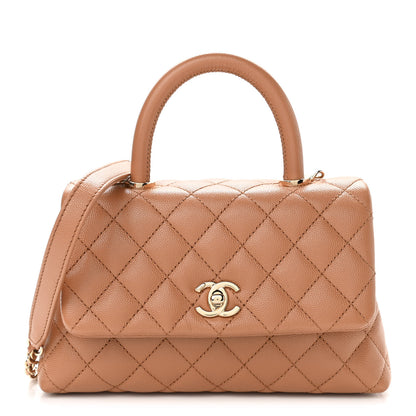 Chanel Caviar Quilted Lizard Embossed Mini Coco Handle Flap Brown 1 of 10
