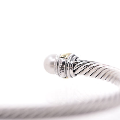 David Yurman Sterling Silver 14K Yellow Gold Pearl 5mm Cable Classics Bracelet 5 of 5