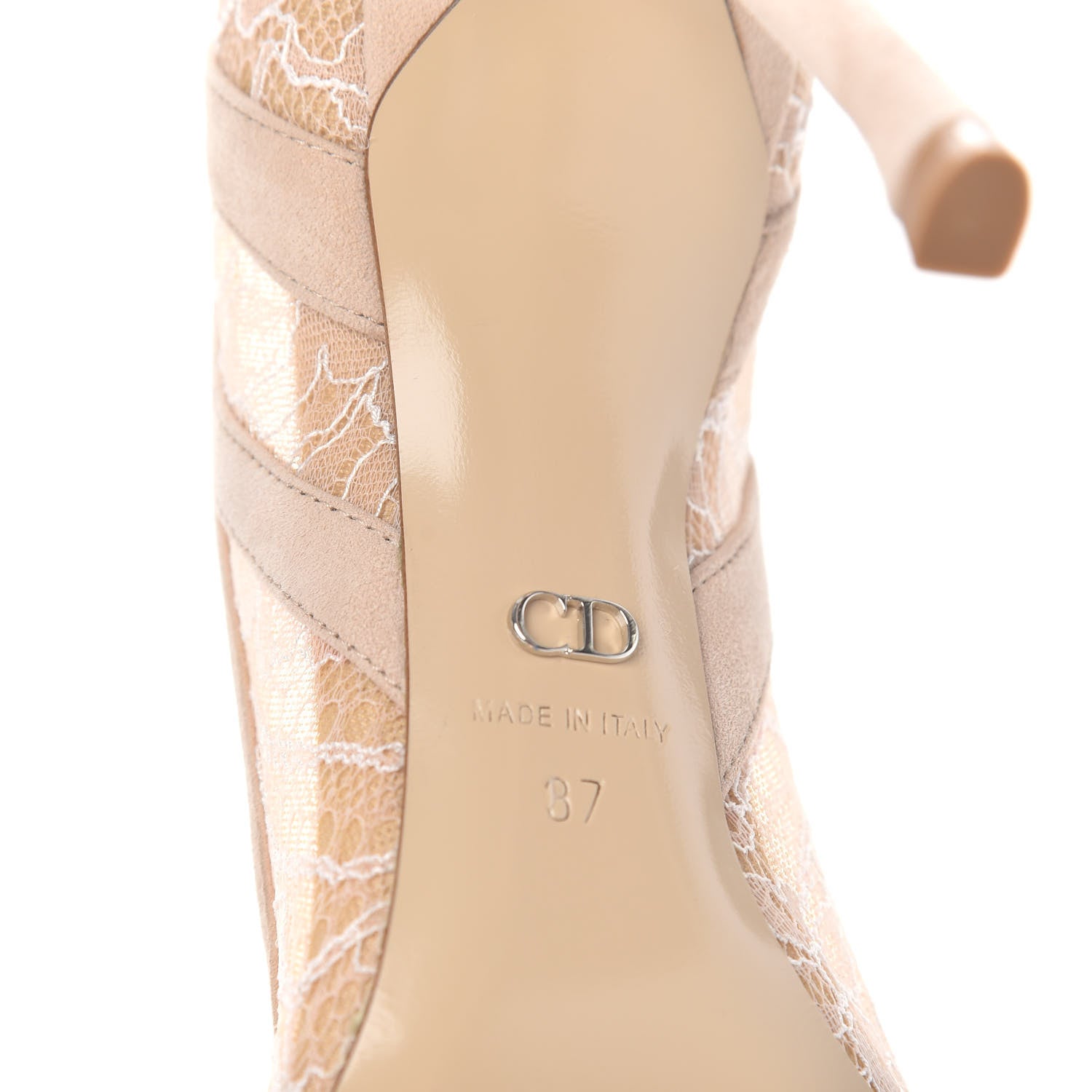 Christian Dior Lace Suede Lingerie Pumps 37 Nude 9 of 11