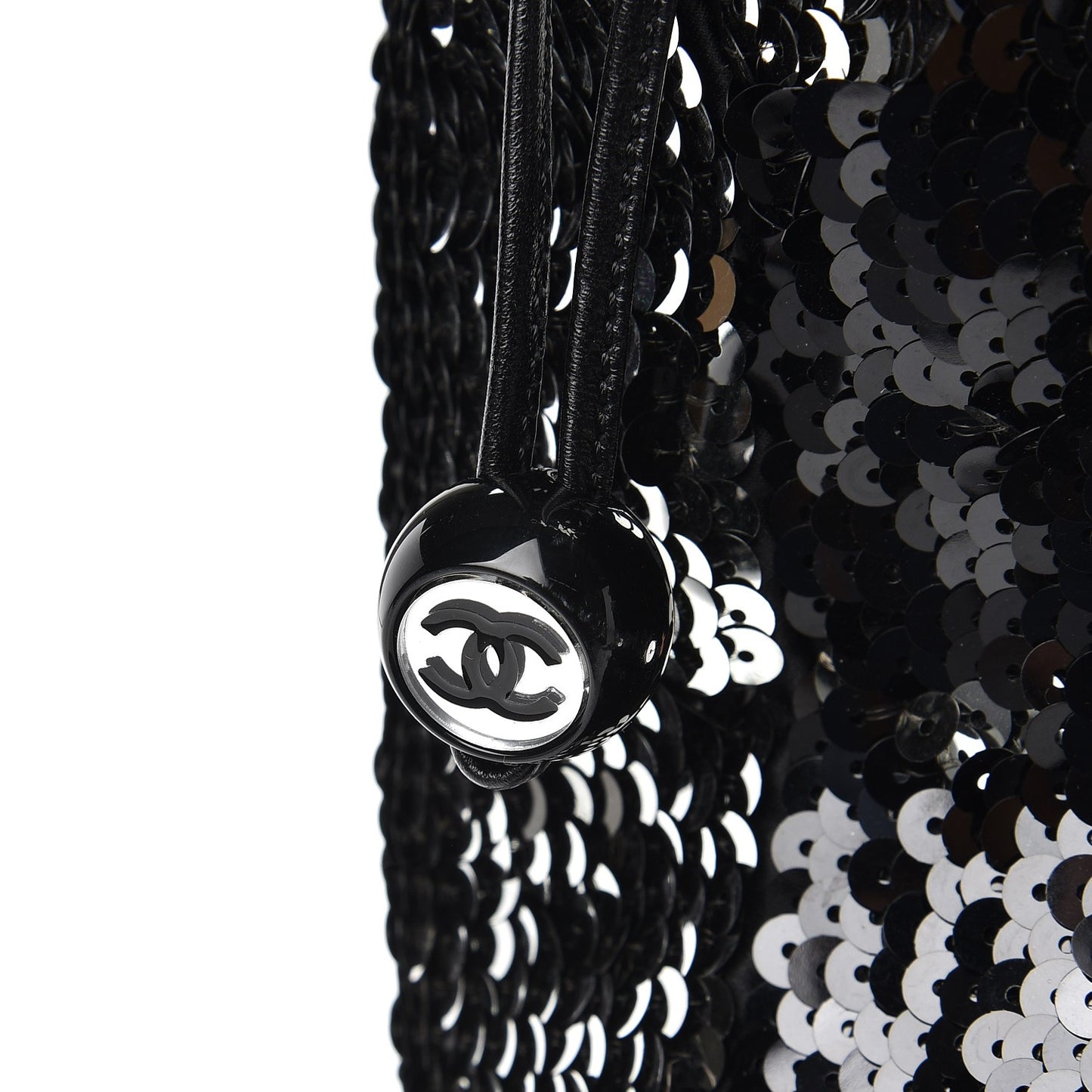 Sequin Summer Night Drawstring Tote Black