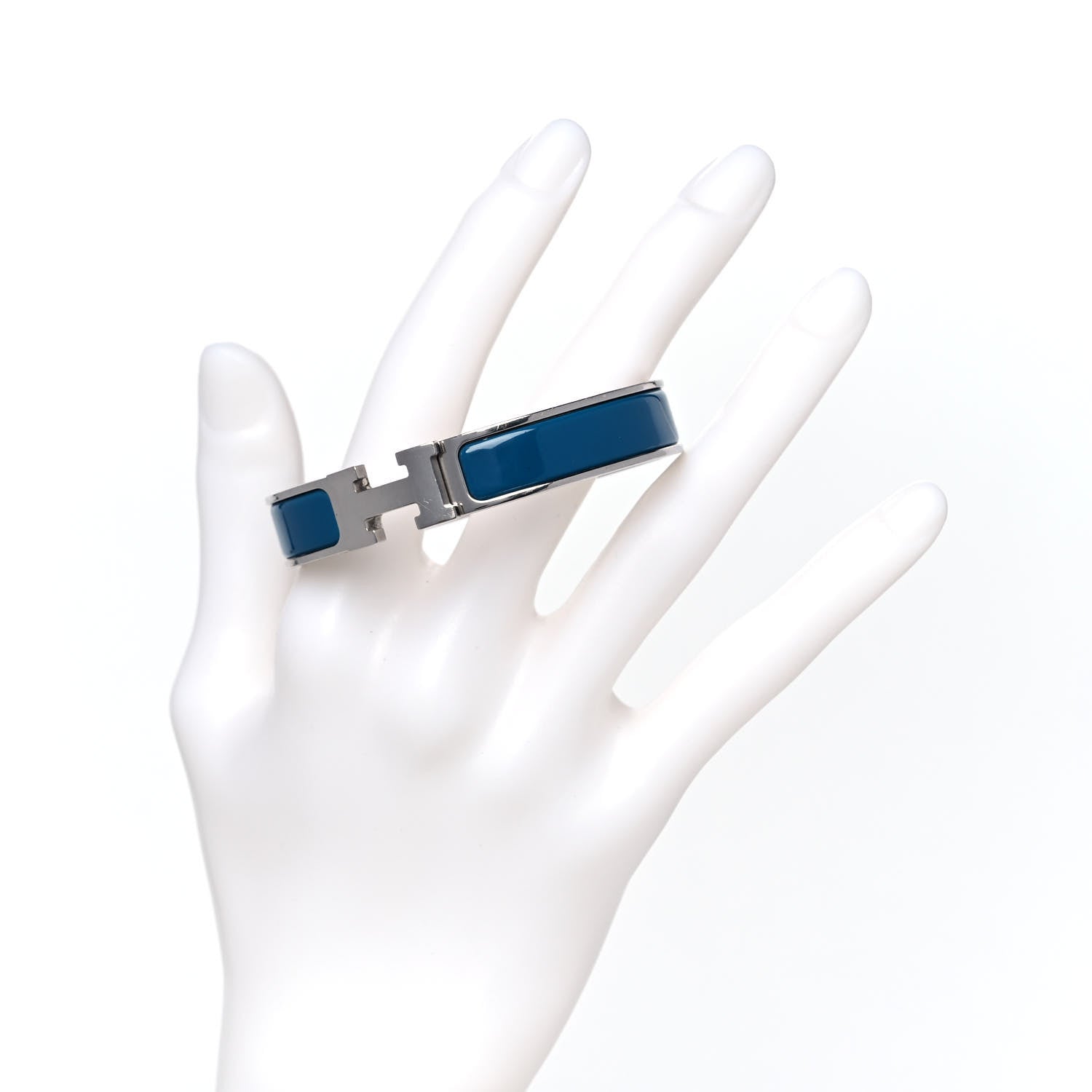 Hermes Enamel Narrow Clic Clac H Bracelet PM Bleu 2 of 4