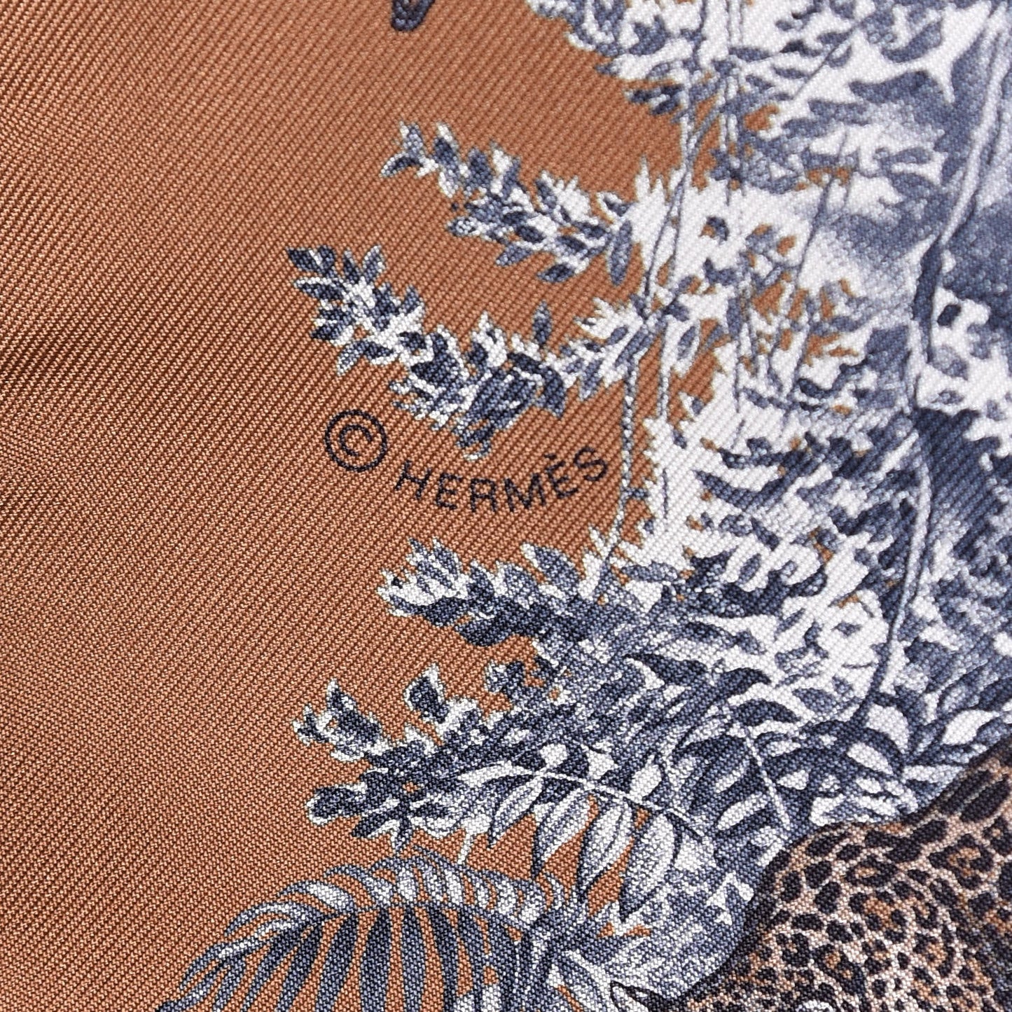 Silk Equateur Maxi Twilly Tabac Gris Bleuete