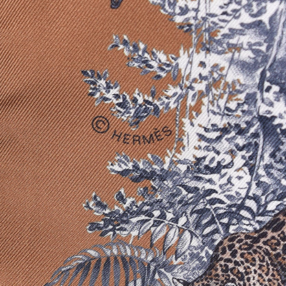 Hermes Silk Equateur Maxi Twilly Tabac Gris Bleuete 4 of 4