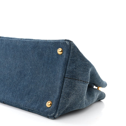 Prada Denim Small Logo Tote Bleu 10 of 10