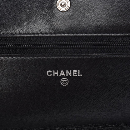 Chanel Distressed Patent Calfskin Quilted Wallet on Chain WOC Black 6 of 8