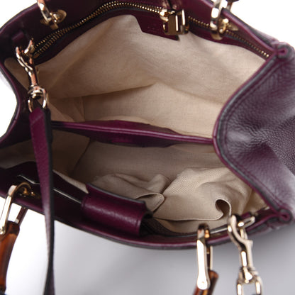 Gucci Calfskin Small Bamboo Shopper Tote Burgundy 6 of 11