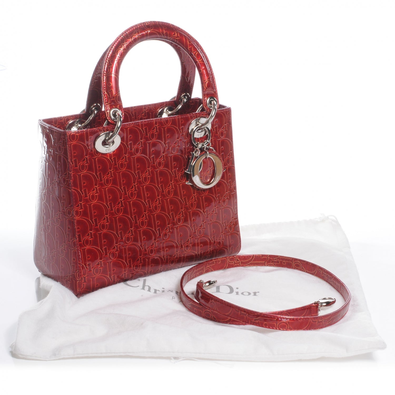 Christian Dior Patent Ultimate Medium Lady Dior Red 5 of 8