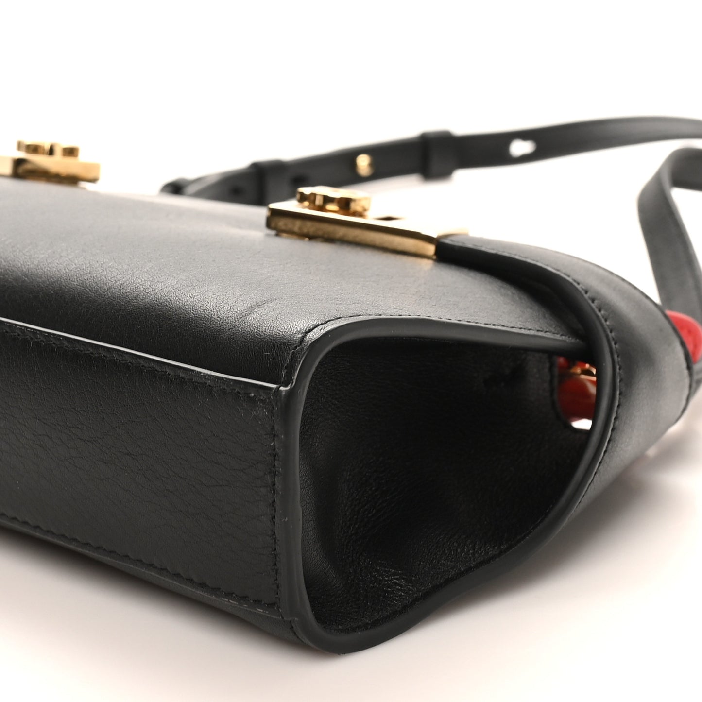 Calfskin Mini Hug Crossbody Bag Black Flame Red