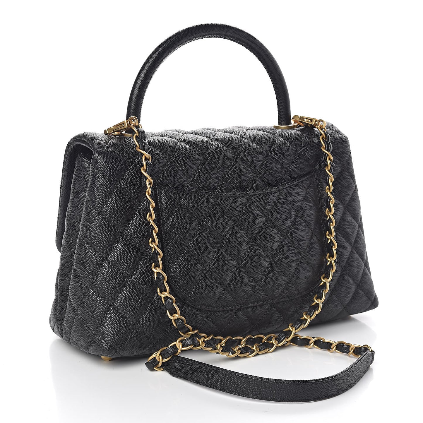 Caviar Quilted Small Coco Handle Flap Black
