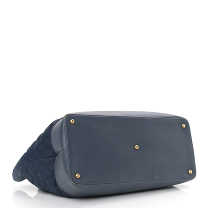 Chanel Iridescent Caviar Quilted Globe Trotter Shopping Tote Navy Blue 4 of 20