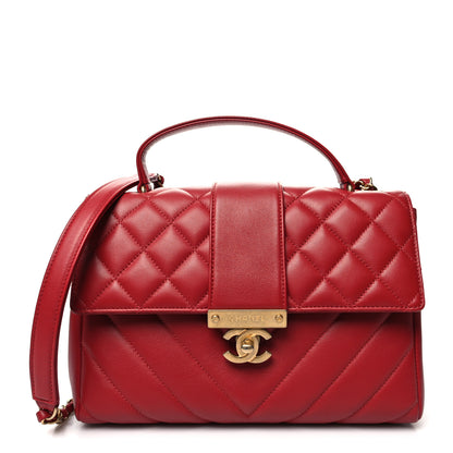 Chanel Calfskin Quilted Chevron In The City Bag Red 1 of 12