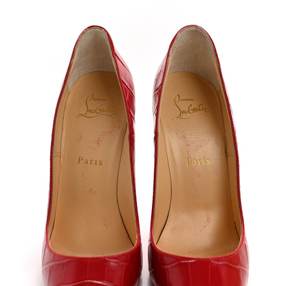 Christian Louboutin Calfskin Alligator Embossed So Kate 120 Pumps 38.5 Loubi 7 of 8
