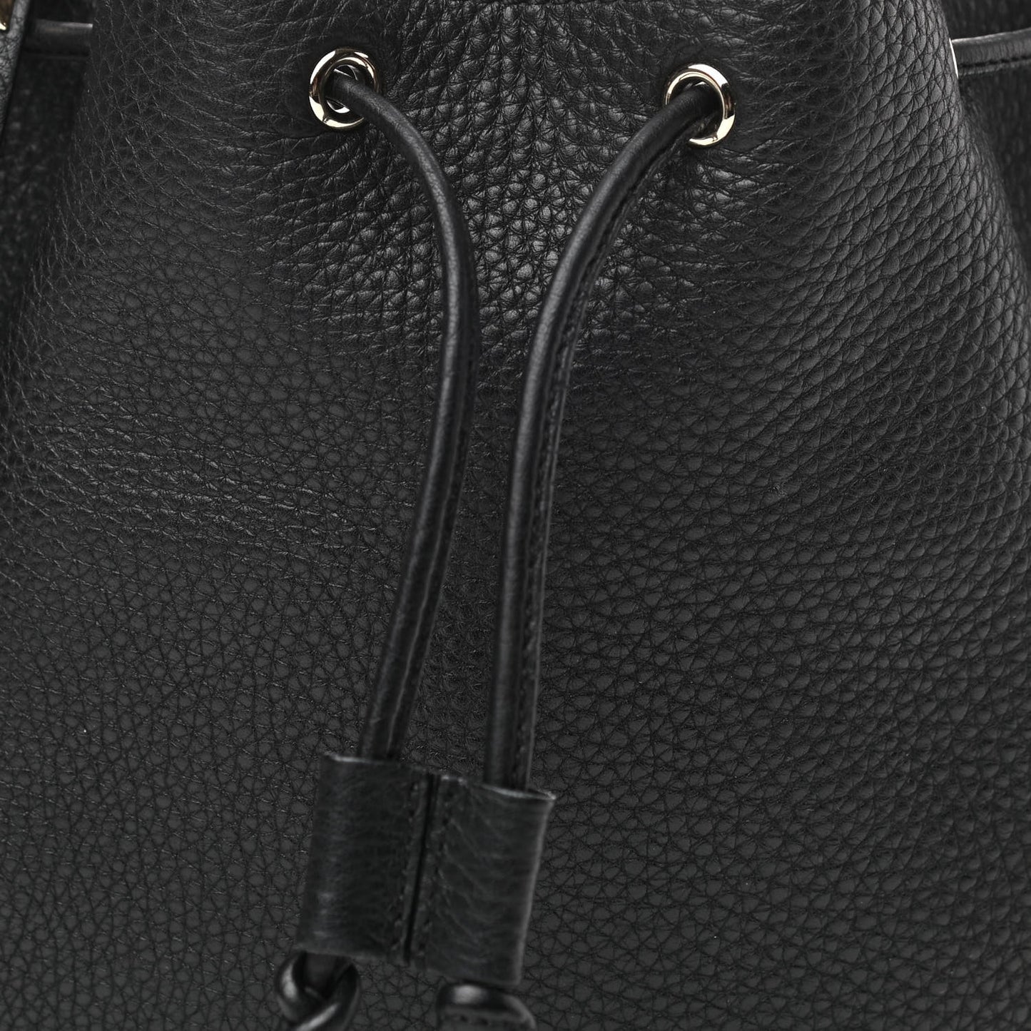 Grained Calfskin Rockstud Bucket Bag Black
