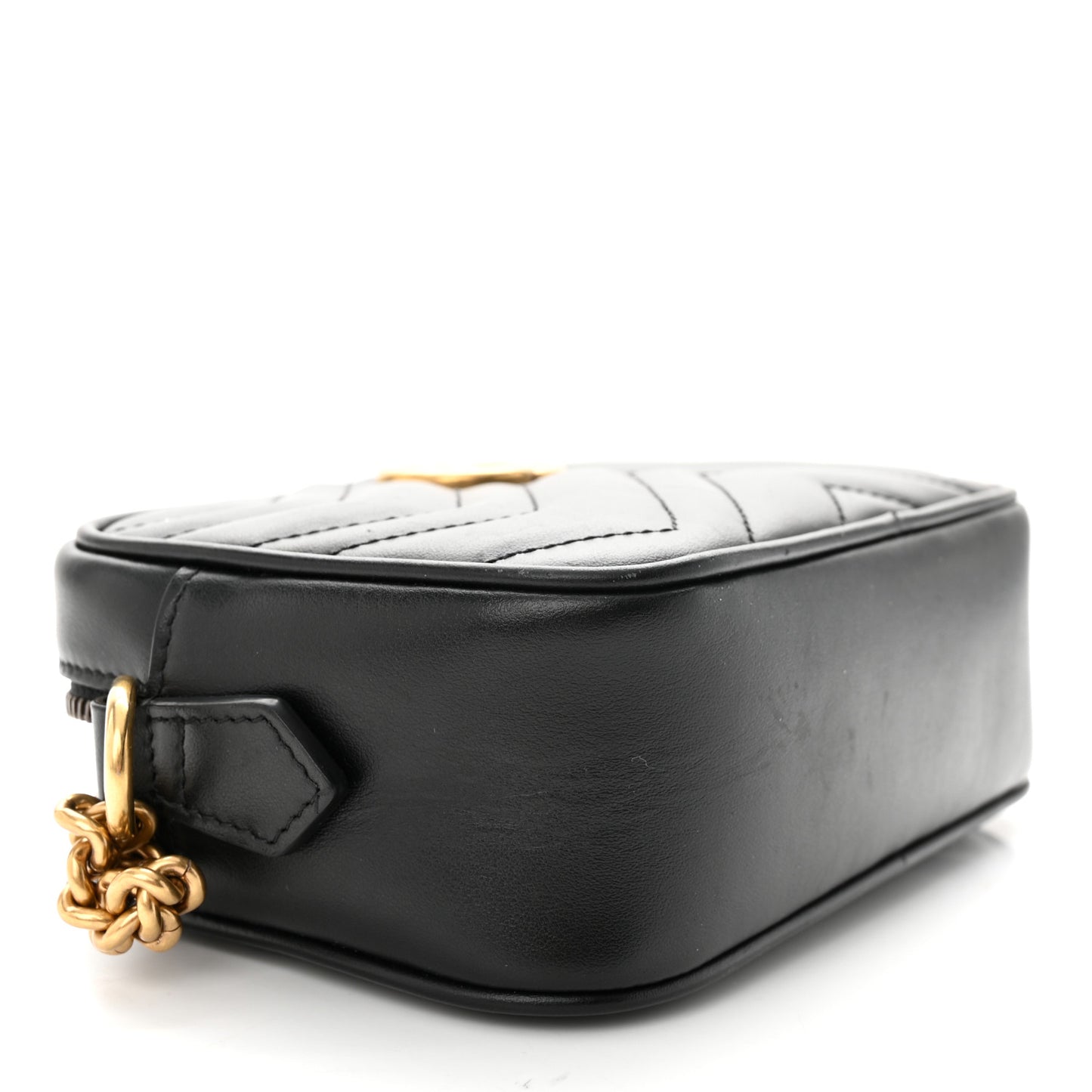 Calfskin Matelasse Mini GG Marmont Chain Shoulder Bag Black