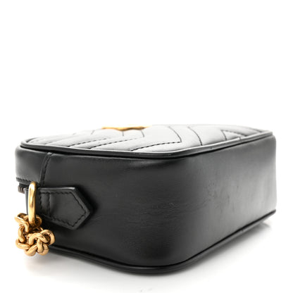 Gucci Calfskin Matelasse Mini GG Marmont Chain Shoulder Bag Black 4 of 10