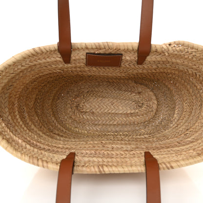 Celine Raffia Calfskin Triomphe Medium Panier Tan 5 of 15