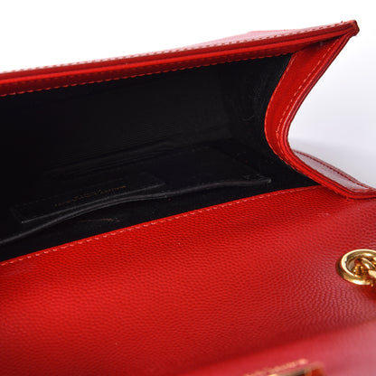 Saint Laurent Grain De Poudre Small Monogram Kate Satchel Red 4 of 9