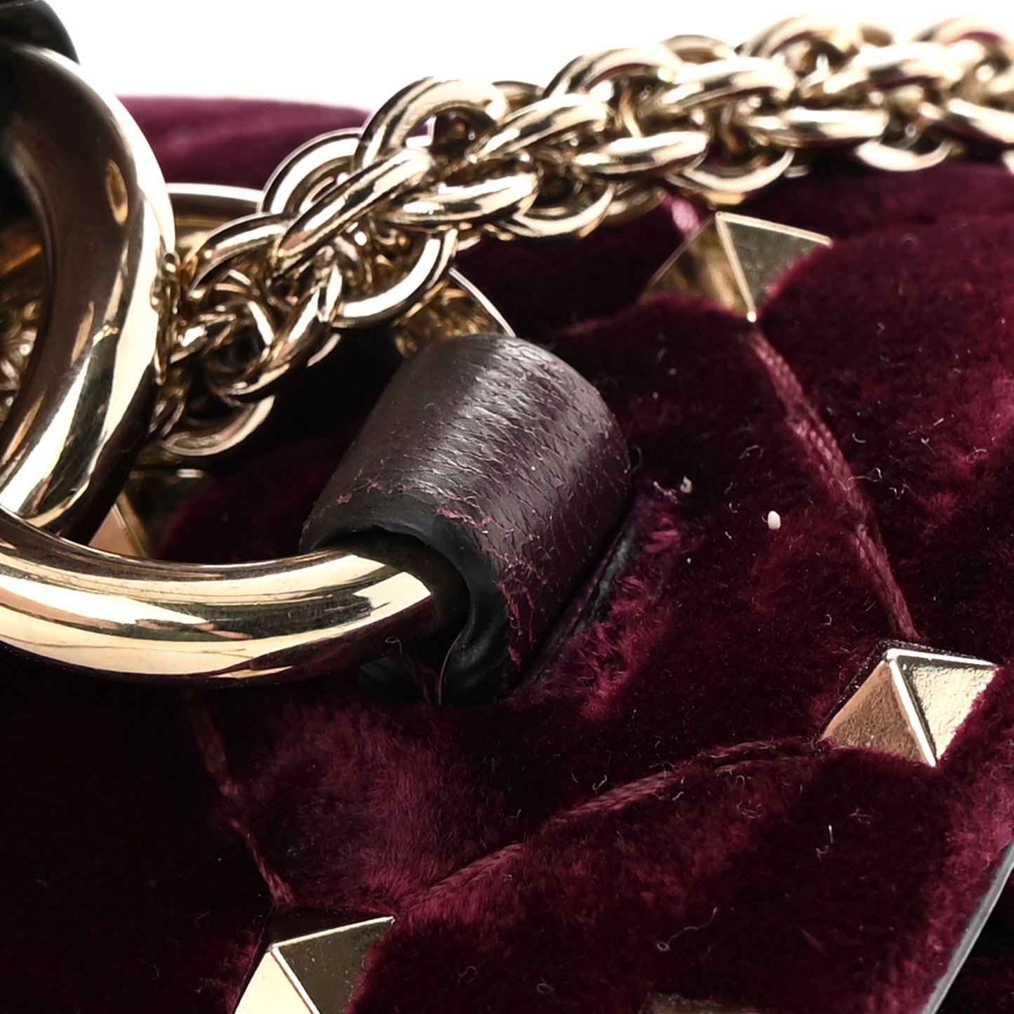 Velvet Medium Rockstud Spike Shoulder Bag Rubino