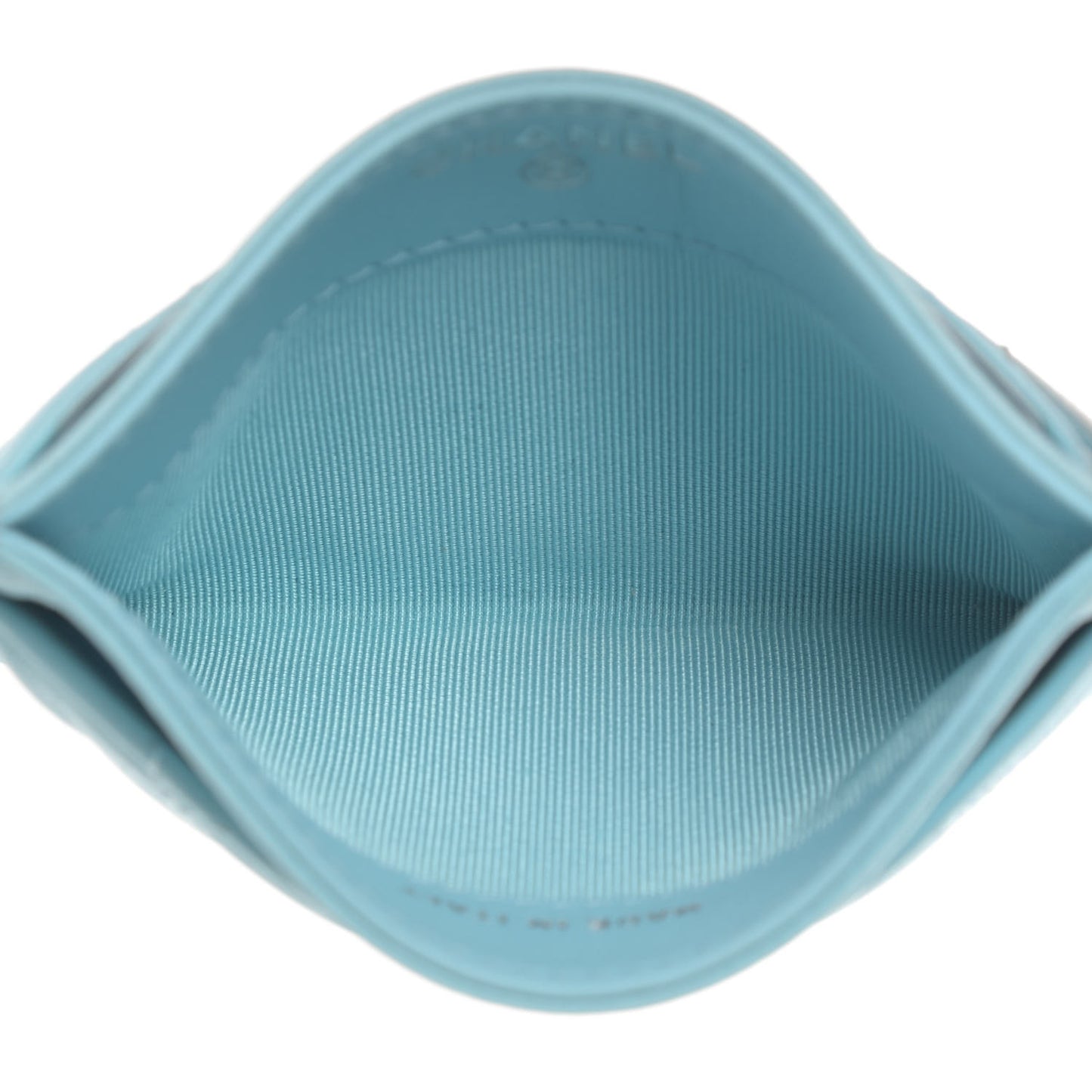 Lambskin Quilted Card Holder Blue