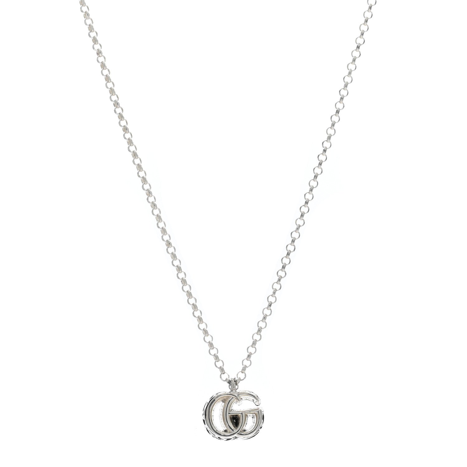 Gucci Sterling Silver GG Pendant Necklace 1 of 5