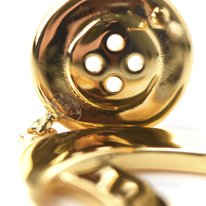 Chanel Metal Large Paris Button Earrings Gold 4 of 5